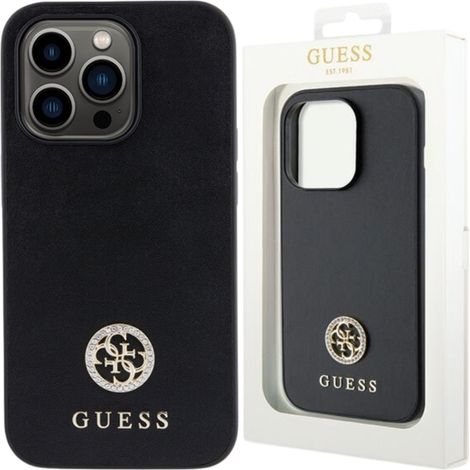 Guess GUHCP13LPS4DGPK iPhone 13 Pro 6.1 custodia rigida nera/nera con logo Strass in metallo (1/5)