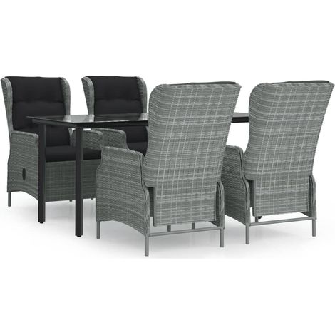 Maison Exclusive - 5-tlg. Garten-Essgruppe Hellgrau Poly Rattan