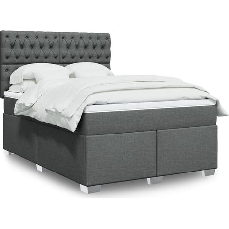 Boxspringbett mit Matratze Dunkelgrau 140x190 cm Stoff (1/5)