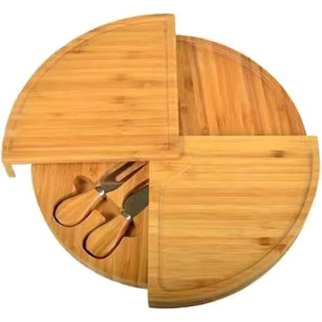 Planche à Fromage, Planches De Charcuterie en Bambou Planche à Fromage avec 2 Compartiments Dissimulés pour Pain, Fruits, Plateau De Service (1/5)