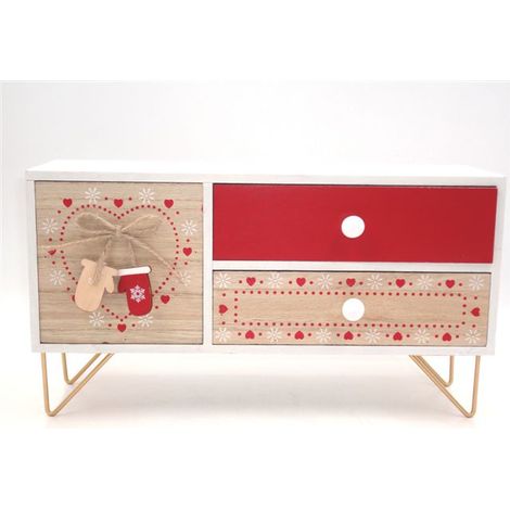 Mobiletto Mobile in Legno con 3 Cassetti Natalizio Natale 29 x 15 cm (1/2)