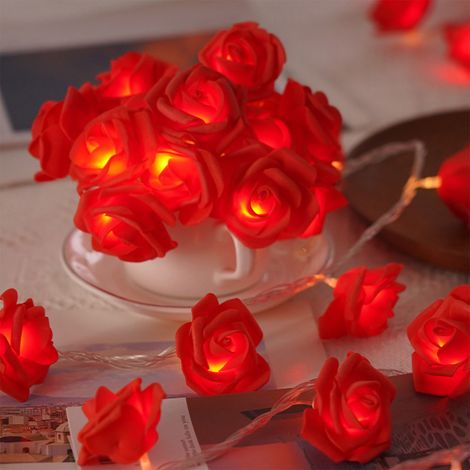 Guirlande Lumineuse Fleur - 10 Roses LED avec Batteries - Décoration Intérieure Chambre Salon Mariage Fête - 3 piles AA non incluses