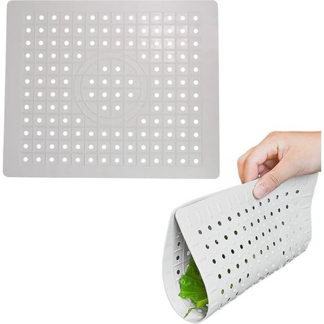 Quadratische Spülbeckenmatte aus Gummi – 1 Stück – 31 x 26 cm – Rutschfest und kratzfest – Schützt Abflüsse von Spülbecken, Geschirr und Küchenutensilien – Weiß (1/5)
