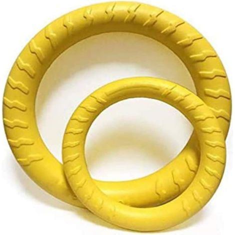 SaPeal Lot de 2 s pour chiens, disques volants flottants pour l'eau, anneau d'entraînement interactif pour chiens (2 tailles, jaune) (1/5)