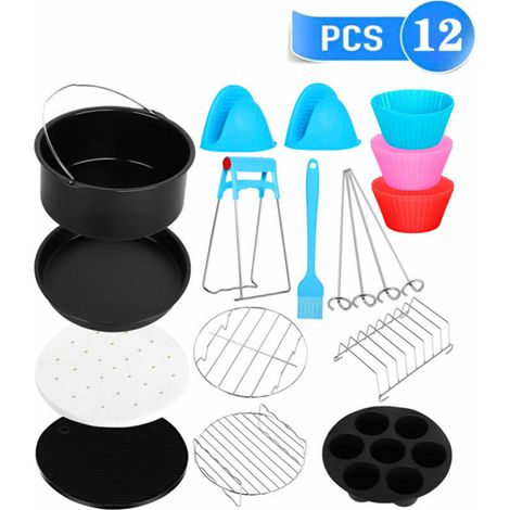 royaluxe - Kit d'accessoires pour friteuse à air de remplacement pour friteuse à air Cosori/ Ninja/ Phollips/ Gowise et la plupart des marques 12 pièces/ensemble, 6 pouces (1/5)