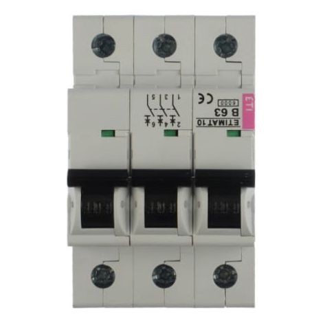 Interruttore automatico 3P B 63A 6kA AC ETIMAT10 002125722