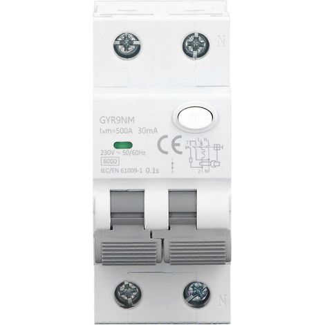 Disjoncteur différentiel 1P+N 10A 230V 30mA avec indicateur de protection multiple