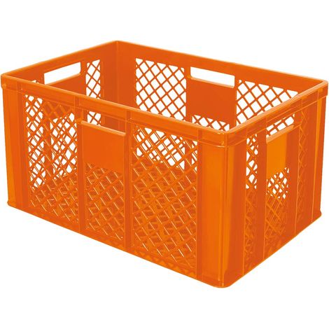 BRB 54 Stück Eurobehälter/Bäckerkiste durchbrochen, LxBxH 600x400x320 mm, PE-HD, lebensmittelecht, orange, Palettenware