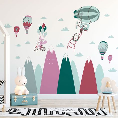 Stickers montagnes scandinaves animaux rêveurs 40 x 60 cm (1/4)