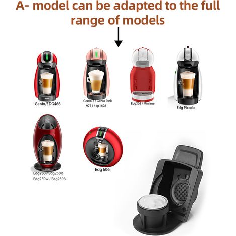 Adaptador de cápsulas recargables + accesorios para máquinas de espresso Dolce Gusto – Convertidor de acero inoxidable 304 con cuchara y cepillo – Compatible con Genio/EDG466 Tipo A/B/C (1/4)