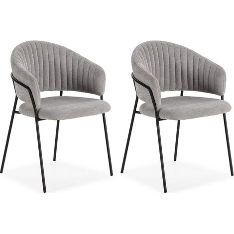 BOBOCHIC - Lot de 2 chaises LOU tissu texturé Gris clair (1/5)