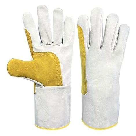Gants de travail, gants de soudage en cuir de vachette, résistants à la chaleur, ignifugés et anti-coupures, matériaux pour équipements de soudage au four (1/5)