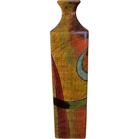 Vaso etnico porta fiori quadrato in ceramica centro tavola per piante decorazione casa soggiorno idea regalo (1/5)