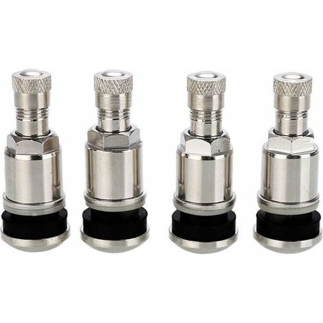 4 valves de pneu de voiture tubeless en acier argenté de 45 mm