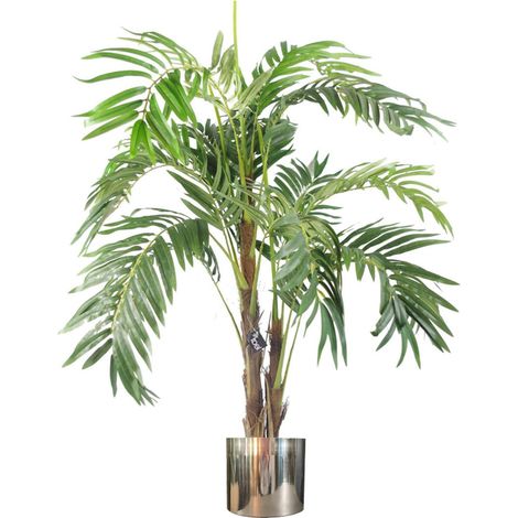 120cm Realistic Artificial palm tree with pot with Silver Metal Planter (1/4)