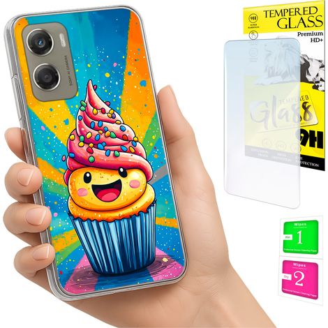 Funda para Motorola Moto G06 / G06 Power, cubierta trasera tipo pastel + cristal (1/5)