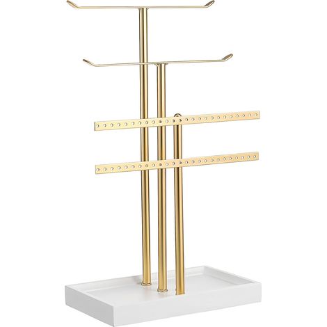 Présentoir à Bijoux en Métal Multi Niveaux, Support à Collier Élégant et Moderne, Organisateur de Bijoux Facile à Assembler et Gain de Place pour Bureau (1/5)