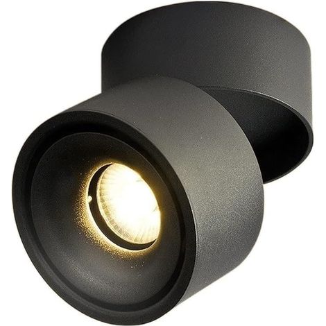 LED Single Spotlight Plafond Nordique Spot Mural Downlights Salon Plafonniers Couloir Lumières Rondelles Murales Angle Réglable COB Spotlig(Black,White Ligh) (1/4)