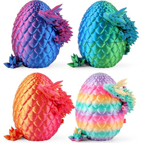 Œufs de dragon imprimés en 3D de 20 cm, mystérieux œufs de dragon en cristal pour garnir les paniers de Pâques (lot de 4) (1/5)