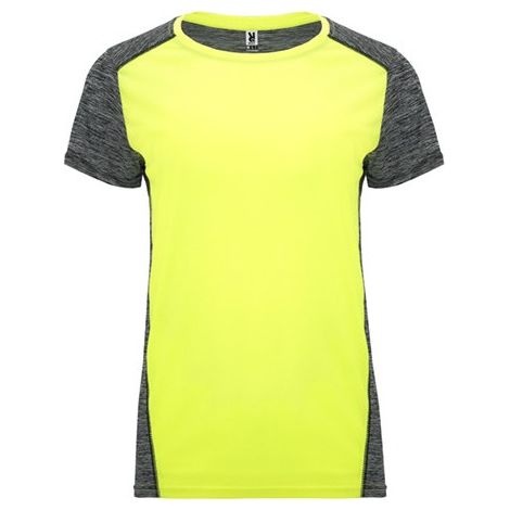 Camiseta técnica bicolor para mujer combinada en espalda y hombros ZOLDER WOMAN ROLY S Amarillo Fluor/Negro Vigore (1/3)