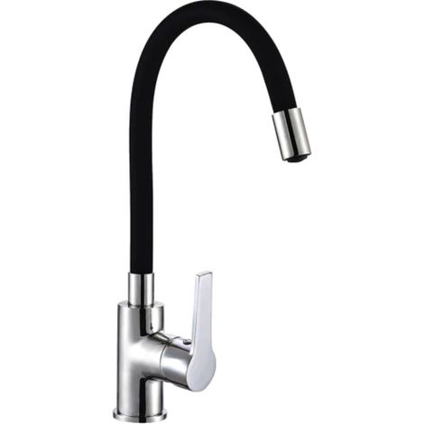 Mitigeur évier MADI+ bec modulable mémoire de forme noir/chromé - Thewa