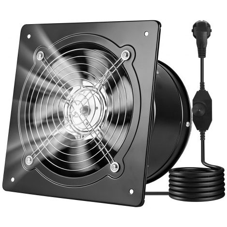 Ventilador Extractor de 48 W 980 m³/h, Extractor de Aire de 203 mm, con Control de Velocidad y Válvula Antirretorno, Montaje para Pared, Ventilación para Cocina Baño Garaje Sótano Ático Taller (1/5)