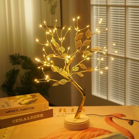 Lampe d'arbre en fil de cuivre , lampe d'arbre luciole-Batterie + USB (1/5)