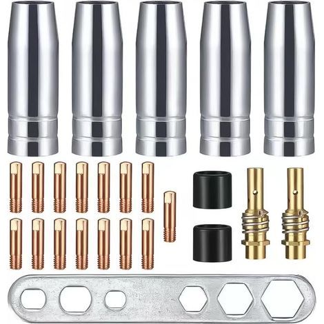 25 pièces Accessoires de Soudeur Mig Conseils de Contact de soudage Kit d'accessoires de Support de Torche de soudage pour AK-15 (1/5)