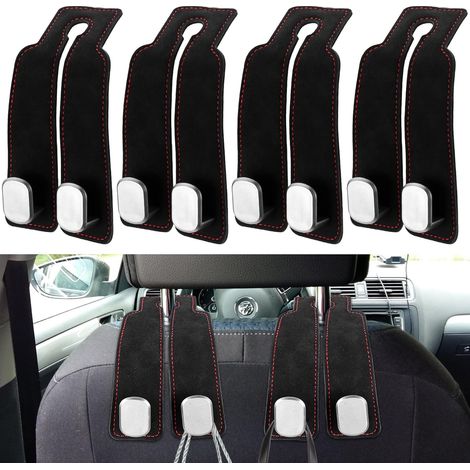 Sollbry 4 Pcs Crochet Voitures, Crochet pour Dossier de Siège de Voiture, Crochets pour Appui-tête de Voitures, Crochets Doubles pour Sac à Main Accessoires (1/5)