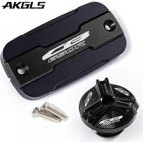 Bouchon de réservoir de liquide de frein avant et protection de l'orifice de remplissage pour moto Honda CB650R CBR650R CBR 650R CB 650R - Kit CB noir (1/5)
