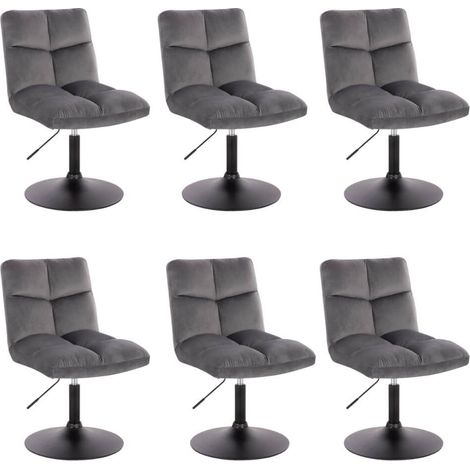 HOME DELUXE - Barhocker ACE - 6er Set, Farbe: Hellgrau- 360 Grad drehbar, Höhenverstellbar, weiche Polsterung, bis 120 kg belastbar I Küchenstuhl Speisestühle Esszimmerstühle  Stuhl Pokerstuhl Drehstu