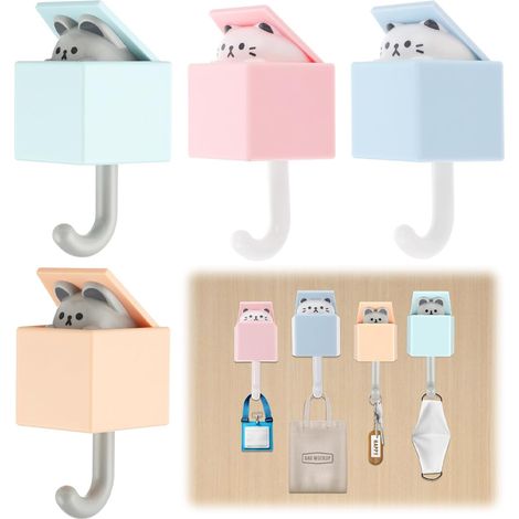 4 crochets muraux pratiques pour chat, crochets mignons pour animaux de compagnie, peuvent accrocher des clés, des écharpes, des manteaux, etc.