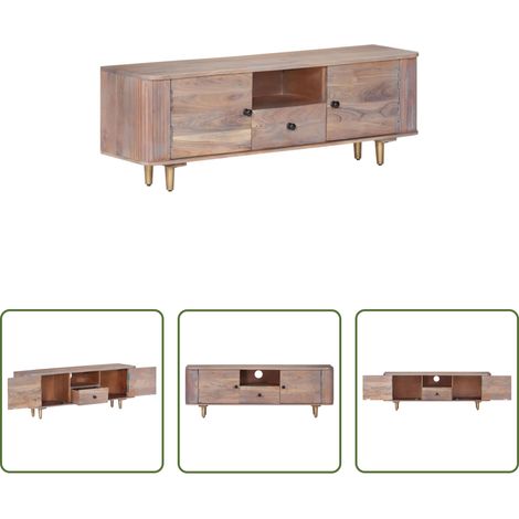 Meuble tv industriel -  Meuble TV 118x30x40 cm Bois d'acacia massif (1/5)