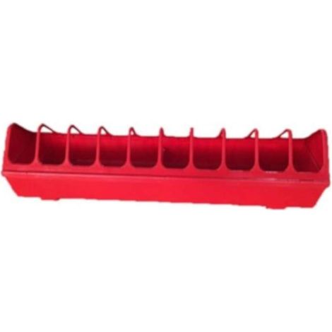 Alimentatore rettangolare rosso con buchi per nutrire uccelli e piccoli animali (60 cm)