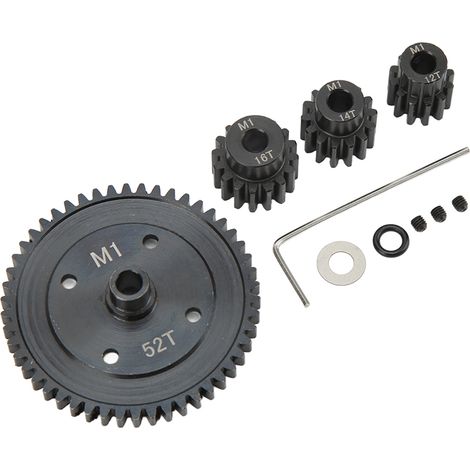 Couronne M1 5 mm 52 dents avec pignons 12, 14 et 16 dents pour voiture radiocommandée RC 1/8 et 1/7 (1/5)