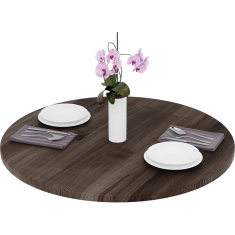 LAMO Manufaktur Plateau de table rond 90 cm en bois naturel Dessus rond de table à manger, de cuisine, de bistrot Épaisseur : 28 mm Couleur : Ébène (1/5)