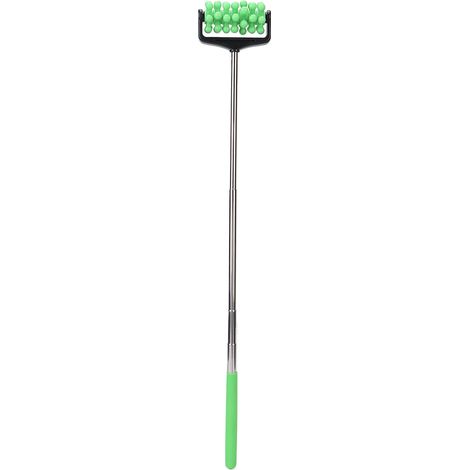 Bâton de massage dorsal télescopique pour hommes et femmes, rouleau de massage musculaire anti-douleur, usage domestique, vert. (1/5)