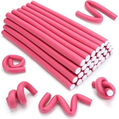 Bigoudis - 30 Pièces - Bigoudis en Mousse - Résistant à la Chaleur - Bigoudi - Épingles à Boucles Rollers pour Boucles sans Chaleur - Facile à Utiliser - Convient aux Cheveux Longs et Courts - 24 cm - (1/5)