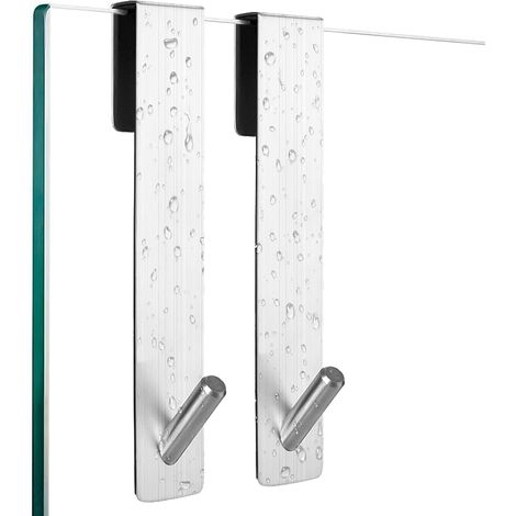 Lot de 2 crochets de douche en acier inoxydable avec protection en mousse, support mural pour serviettes et vêtements (1/5)