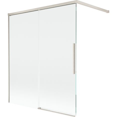 Mexen Rox mampara de ducha de 2 paneles correderos 140 x 150 cm, transparente, n铆quel cepillado - 8C9-140-003-97-00