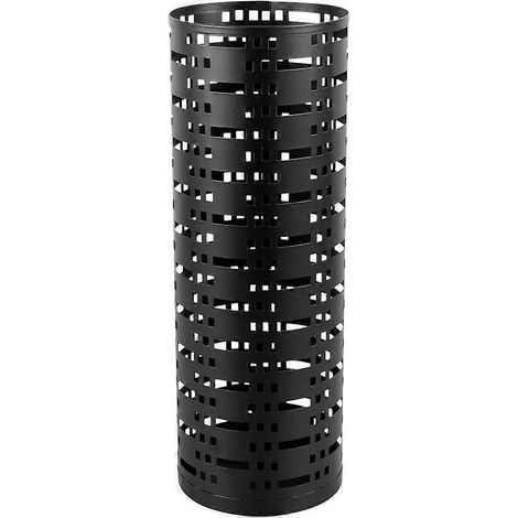 Porte-parapluie rond en métal, boîte de rangement creuse pour cannes de marche, noir (1/5)