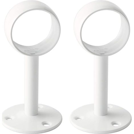 2 Supports tringle, acier inoxydable, diamètre 32 mm, finition blanc brillant, pour armoire salle de bain cuisine