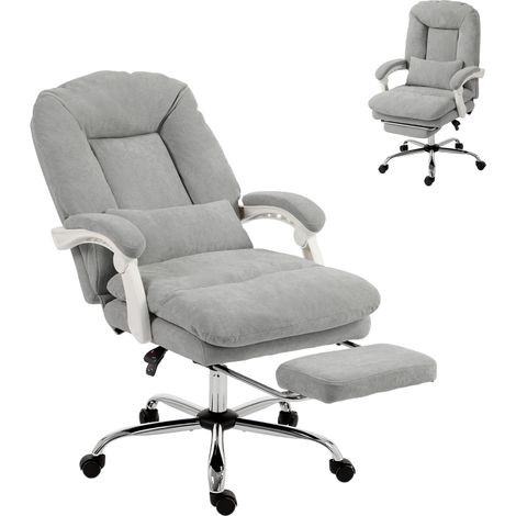 Chaise bureau ergonomique, fauteuil de bureau inclinable en velours avec support lombaire, hauteur réglable, gris clair (1/5)