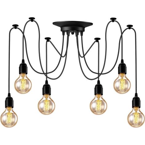 Chandelier Araignee Suspension 6 heads Lamp Suspended Industrial Chandelier Retro Suspension Fixture Vintage for Living room Kitchen Room Bedroom(non bulbs) (1/5)