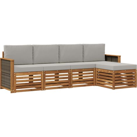 Outdoor Sofa Set with Cushion 5 pcs Natural and Light Grey vidaXL (1/5)