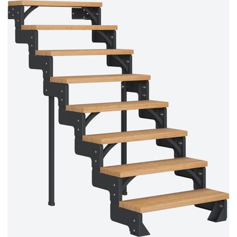 Dolle Modultreppe Gardentop Innen Eiche 8 Stufen 144-176cm Geschosshöhe 75cm Stufenbreite ohne Geländer (1/4)