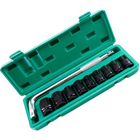 Coffret de douilles à choc profondes, entraînement 1/2 pouce, douille hexagonale de 40 mm en acier à haute teneur en carbone, avec clé et boîte de rangement. (1/5)