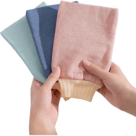 Gant exfoliant double face pour un nettoyage en profondeur, avec bracelet ajustable, élimine les peaux mortes, soin spa coréen pour une peau douce et saine. (1/5)