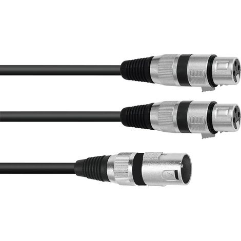 Omnitronic 30225210 XLR Cavo adattatore [1x Spina XLR 3 poli - 2x Presa XLR 3 poli] 1.50 m Nero (1/3)