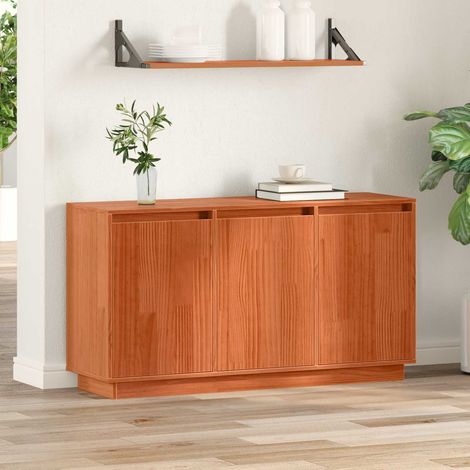 Buffet en pin massif 3 portes, chêne brun, 111 x 34 x 60 cm - PANGIVO (1/5)